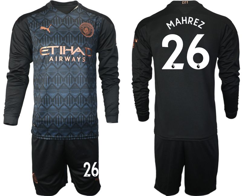 Men 2020-2021 club Manchester city home long sleeve #26 black Soccer Jerseys->->Soccer Club Jersey